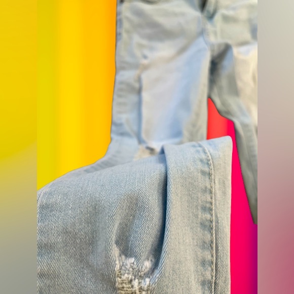 Distressed Pale Blue Skinny Jeans | Trendy Washed-Out Denim | Ripped - Picture 3 of 7